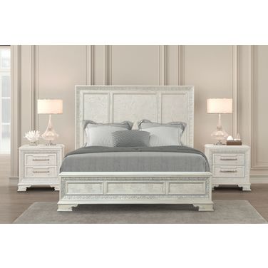 Stella Mia Eastern king Panel Bed In Creamy White