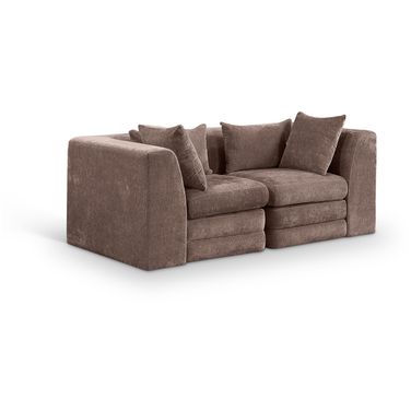 Stellar 76 Inch Chenille Fabric Upholstered 2 Piece Modular Loveseat In Brown