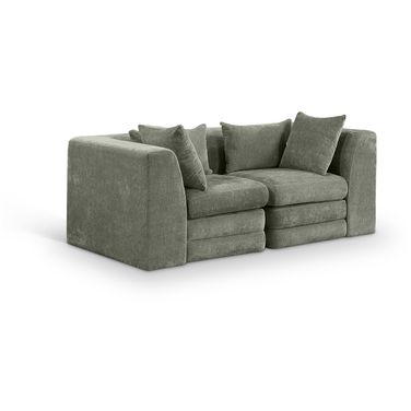 Stellar 76 Inch Chenille Fabric Upholstered 2 Piece Modular Loveseat In Green