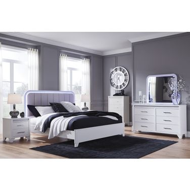 Stenluxe Upholstered Panel Bedroom Set In White