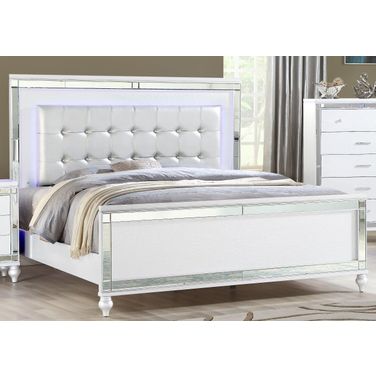 Sterling Queen Size Led Bed Made With Wood In White