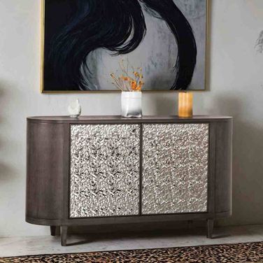 Sterling West Server with Steel Panels In Ash Gray