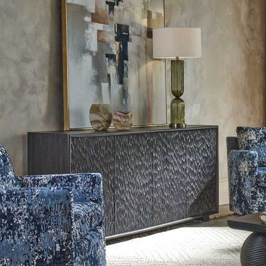 Stevenson Chiseled 4 Door Cabinet In Black and Brown