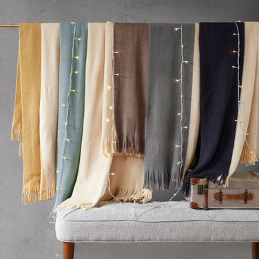 Stockholm Color Block Faux Cashmere Throw In Taupe