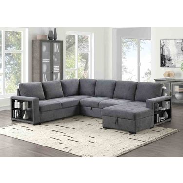 Stockwell Sleeper Sofa Sectional In Dark Gray
