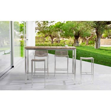 Stone Teak Wood Bar Table