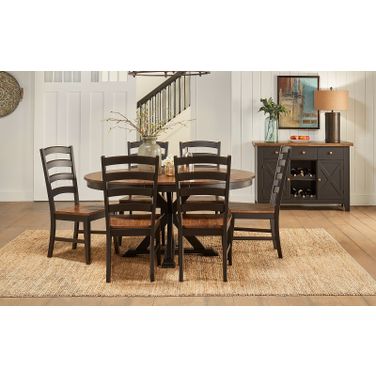 Stormy Ridge Extendable Oval Dining Set In Chickory And Black