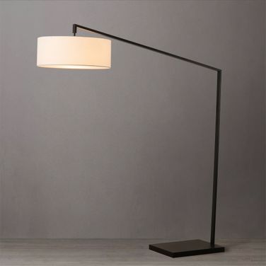 Stretch Rectangular Marble Base 87 Inch Arc Floor Lamp In Matte Black