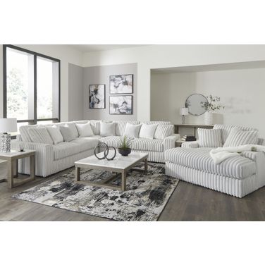 Stupendous 3-Piece Sectional and Oversized Chaise In Alloy