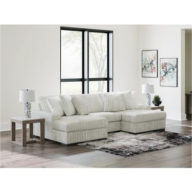 Stupendous 3-Piece Sectional with Double Chaise In Alloy