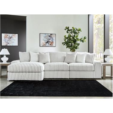 Stupendous 3-Piece Sectional with LAF Chaise In Alloy
