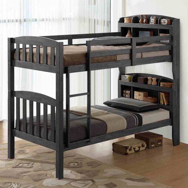 Stutsman Twin Over Twin Bunk Bed In Stain Gray