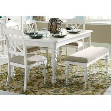 Summer House I Rectangular Dining Room Set w/ Bench In Oyster White