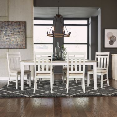 Summerville Soft White Wash Rectangular Extendable Leg Dining Room Set