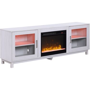 Summit 70 Inch TV Stand Console with Fireplace In White