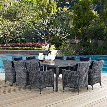Summon Canvas Navy 11 Piece Outdoor Patio Sunbrella Dining Set