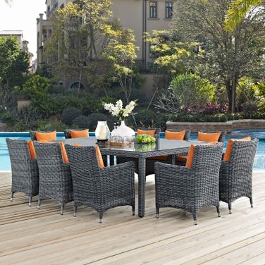 Summon Canvas Tuscan 11 Piece Outdoor Patio Sunbrella Dining Set