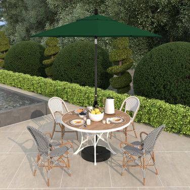 Sun Master 7.5' Patio Umbrella with Aluminum Pole Fiberglass Ribs Collar Tilt Crank Lift with Olefin Fabric In Hunter Green and Matte Black