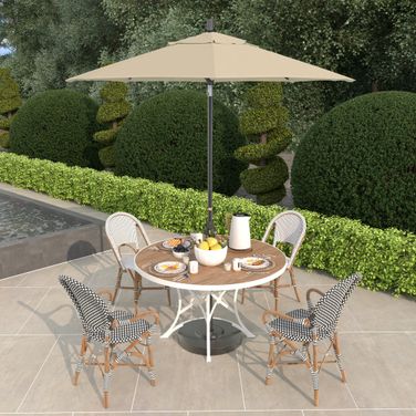 Sun Master 7.5' Patio Umbrella with Aluminum Pole Fiberglass Ribs Collar Tilt Crank Lift with Sunbrella Fabric In Canvas and Hammertone Grey