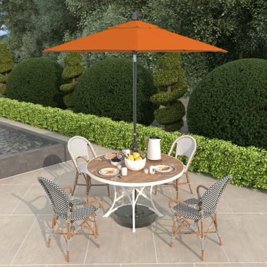Sun Master 7.5' Patio Umbrella with Aluminum Pole Fiberglass Ribs Collar Tilt Crank Lift with Sunbrella Fabric In Tangerine and Hammertone Grey