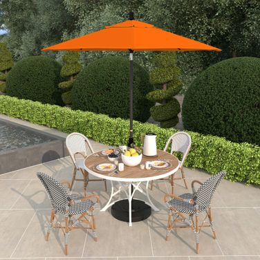 Sun Master 7.5' Patio Umbrella with Aluminum Pole Fiberglass Ribs Collar Tilt Crank Lift with Sunbrella Fabric In Tuscan and Matte Black