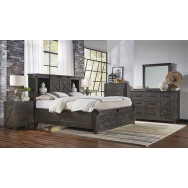 Sun Valley Charcoal Bookcase Storage Bedroom Set