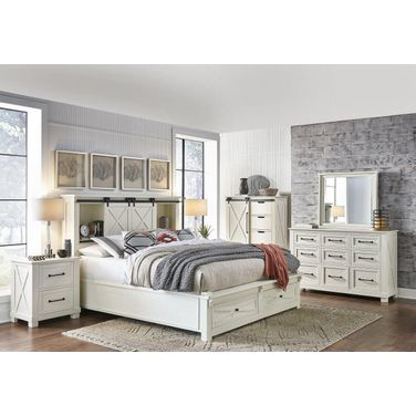Sun Valley White Bookcase Storage Bedroom Set