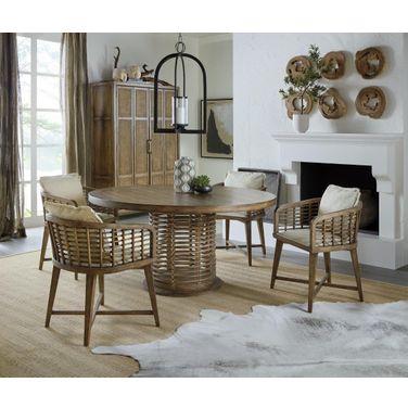 Sundance Rich Dynamic Dark Wood Rattan 60 Inch Round Dining Room Set