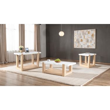 Sundbry Occasional Table Set In White and Natural