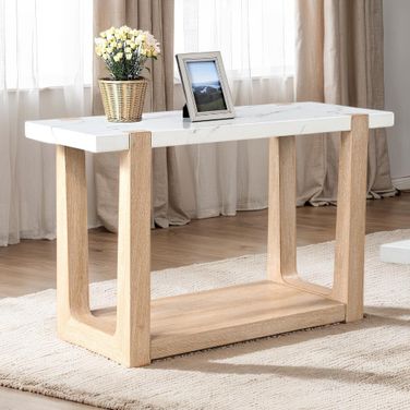 Sundbry Sofa Table In White and Natural