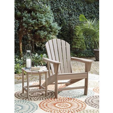 Sundown Treasure Grayish Brown Adirondack Chair with End Table