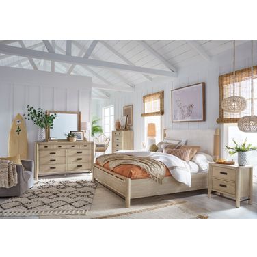 Sunset Cove Panel Upholstered Bedroom Set In Sanibel Brown