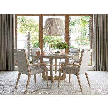 Sunset Key Hanson Round Dining Set In Sand Drift