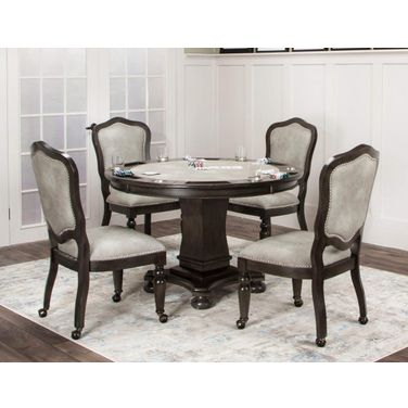 Sunset Trading 5 Piece Vegas Dining and Poker Table Set