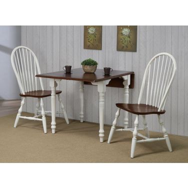 Sunset Trading Andrews 3 Piece 48 Inch Rectangular Dining Set In Antique White and Chestnut STR-PK-ADW3448-C30-AW3P
