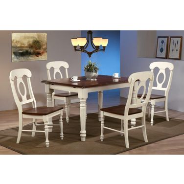 Sunset Trading Andrews 5 Piece 60 Inch Rectangular Extendable Dining Set In White And Brown