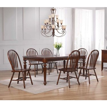 Sunset Trading Andrews 7 Piece 76 Inch Rectangular Extendable Dining Set In Chestnut Brown