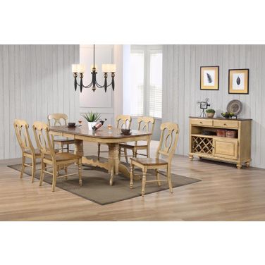 Sunset Trading Brook 8 Piece Double Pedestal Extendable Dining Set with Server