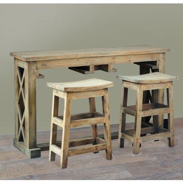 Sunset Trading Cottage 60 Inch Rectangular Narrow Counter Height 3 Piece Dining Table Set With Backless Barstools In Brown