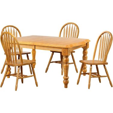 Sunset Trading Oak Selections 5 Piece Extendable Dining Set with Arrowback Chairs