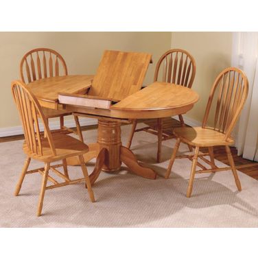 Sunset Trading Oak Selections 5 Piece Pedestal Dining Set with Arrowback Chairs