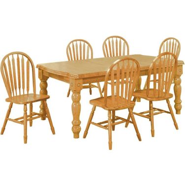 Sunset Trading Oak Selections 7 Piece Extendable Dining Set with Arrowback Chairs