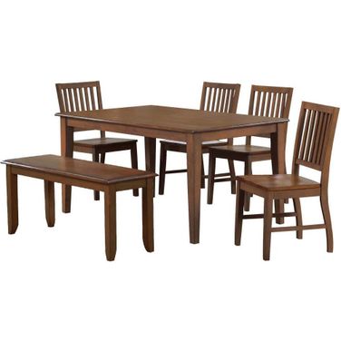 Sunset Trading Simply Brook 6 Piece Rectangular Dining Set With Bench In Brown