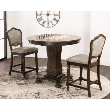 Sunset Trading Vegas 3 Piece 42 Inch Round Counter Height Dining and Chess and Poker Table Set