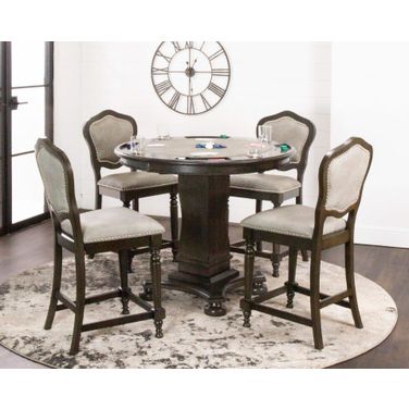 Sunset Trading Vegas 5 Piece 42 Inch Round Counter Height Dining and Chess and Poker Table Set