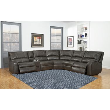 Swift Twilight 6 Piece Modular Power Reclining Sectional With Power Headrests And Console