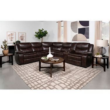 Sycamore Upholstered Power Reclining Sectional Sofa Dark Brown
