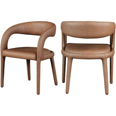 Sylvester Vegan Leather Dining Chair In Brown