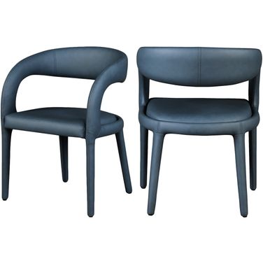 Sylvester Vegan Leather Dining Chair In Navy