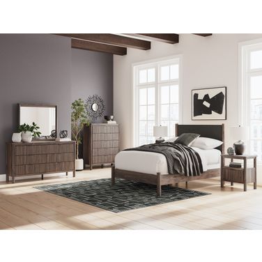 Symarro Youth Upholstered Panel Bedroom Set In Brown